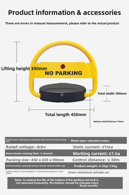 Modern Stainless Steel Automatic Smart Parking Space Lock